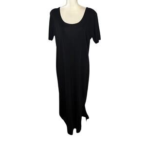 MISOOK Women's Large Acrylic Rib Knit Maxi Dress Black Quiet Luxury Minimalist
